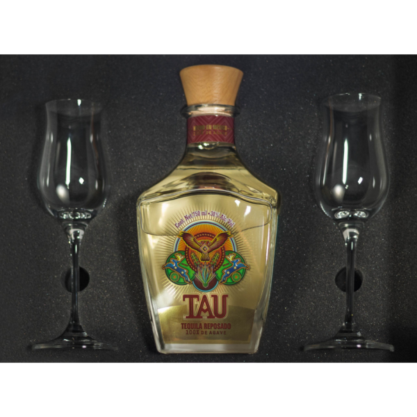 Tequila Reposado TAU estuche dos copas Atzin 750 ml 1 Tequila Reposado TAU estuche dos copas Atzin 750 ml